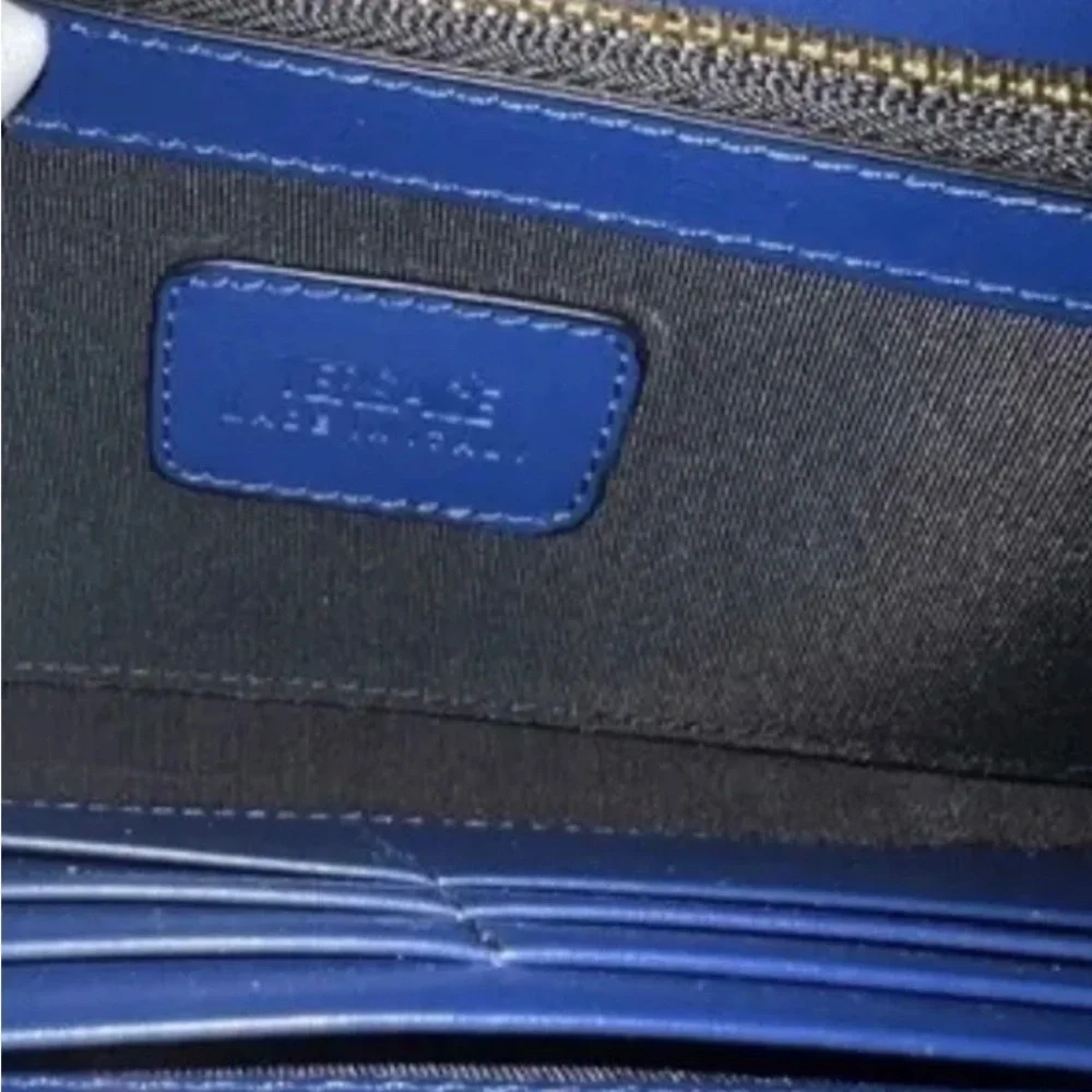 NEW Versace La Medusa Navy Leather Zip Around Long Wallet